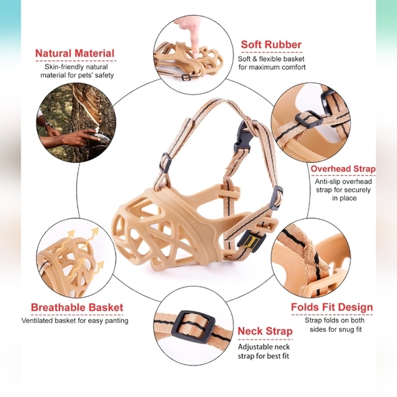 Dog Muzzle, Breathable Basket Muzzles for Medium Dogs Stop Biting, Barking - Picture 2 of 8